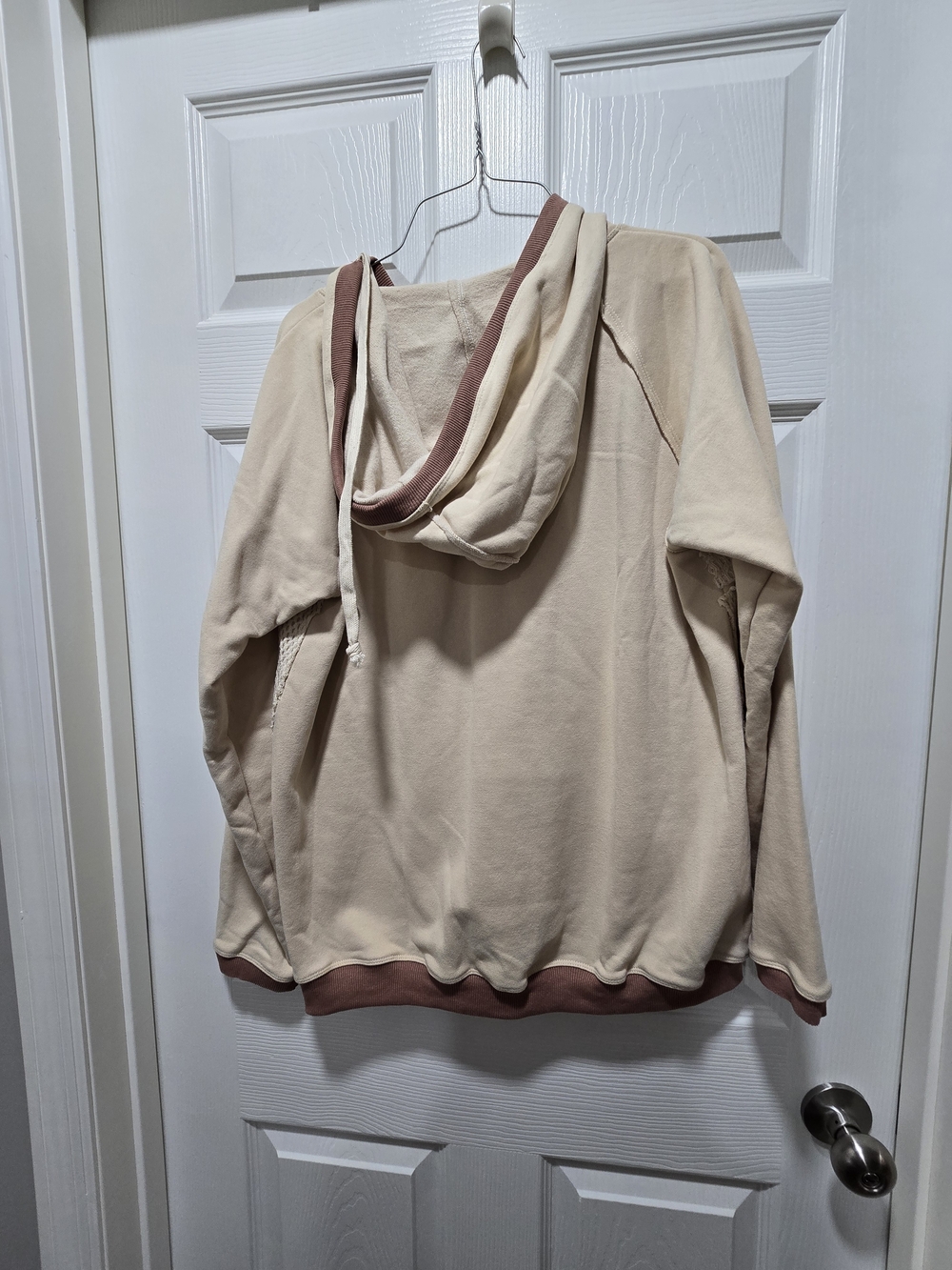 Hem & Thread Cream Hoodie with Lace Trim